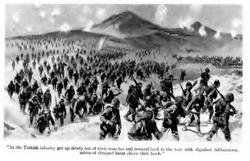 Osmanlı Ordusu Muharebede siperlerinden çıkıp ilerlerken
