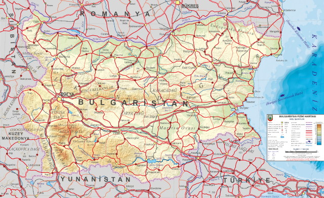 Bulgaria Physical Map