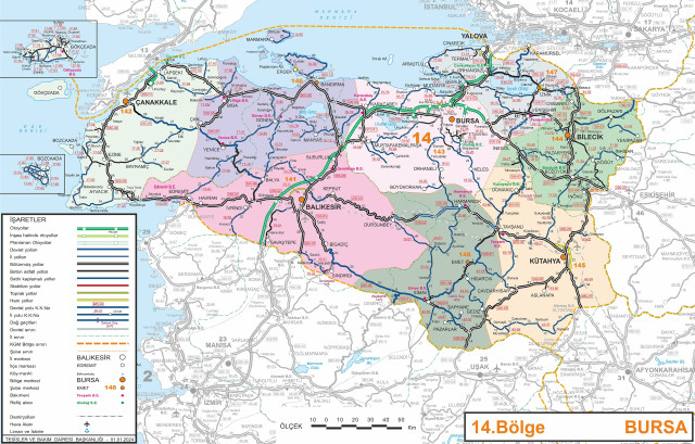 General Directorate of Highways 14th Region Map