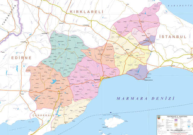 Tekirdag Administrative Map