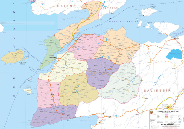 Canakkale Administrative Map