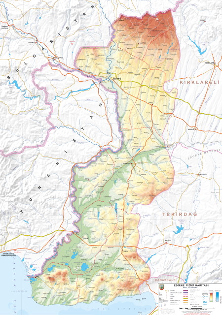 Edirne Physical Map