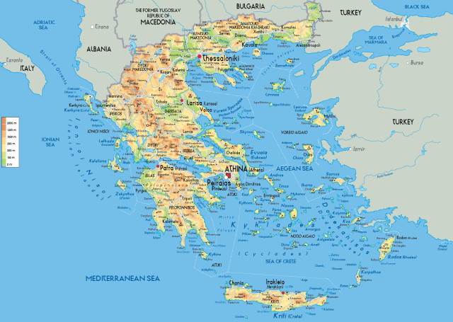 Greece Physical Map